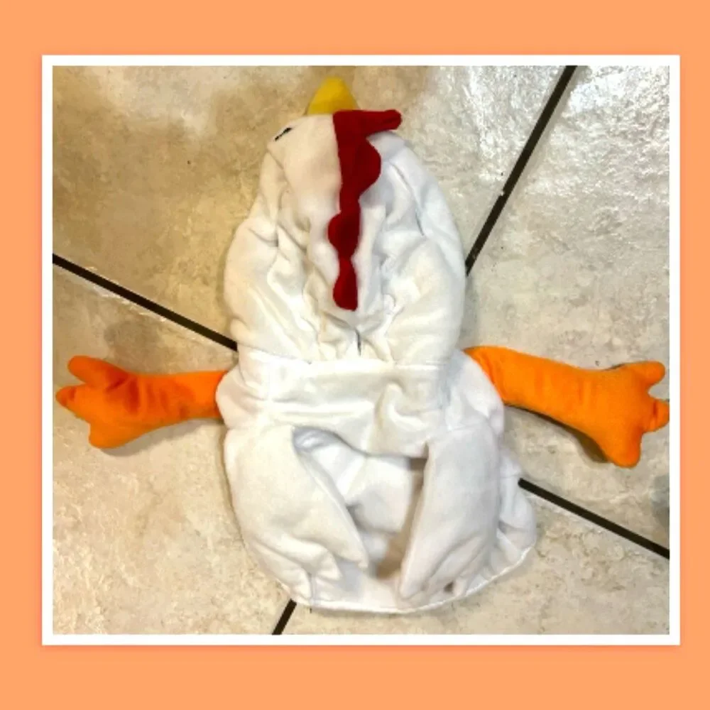 Plush White Chicken Pet Costume ~ Size Small